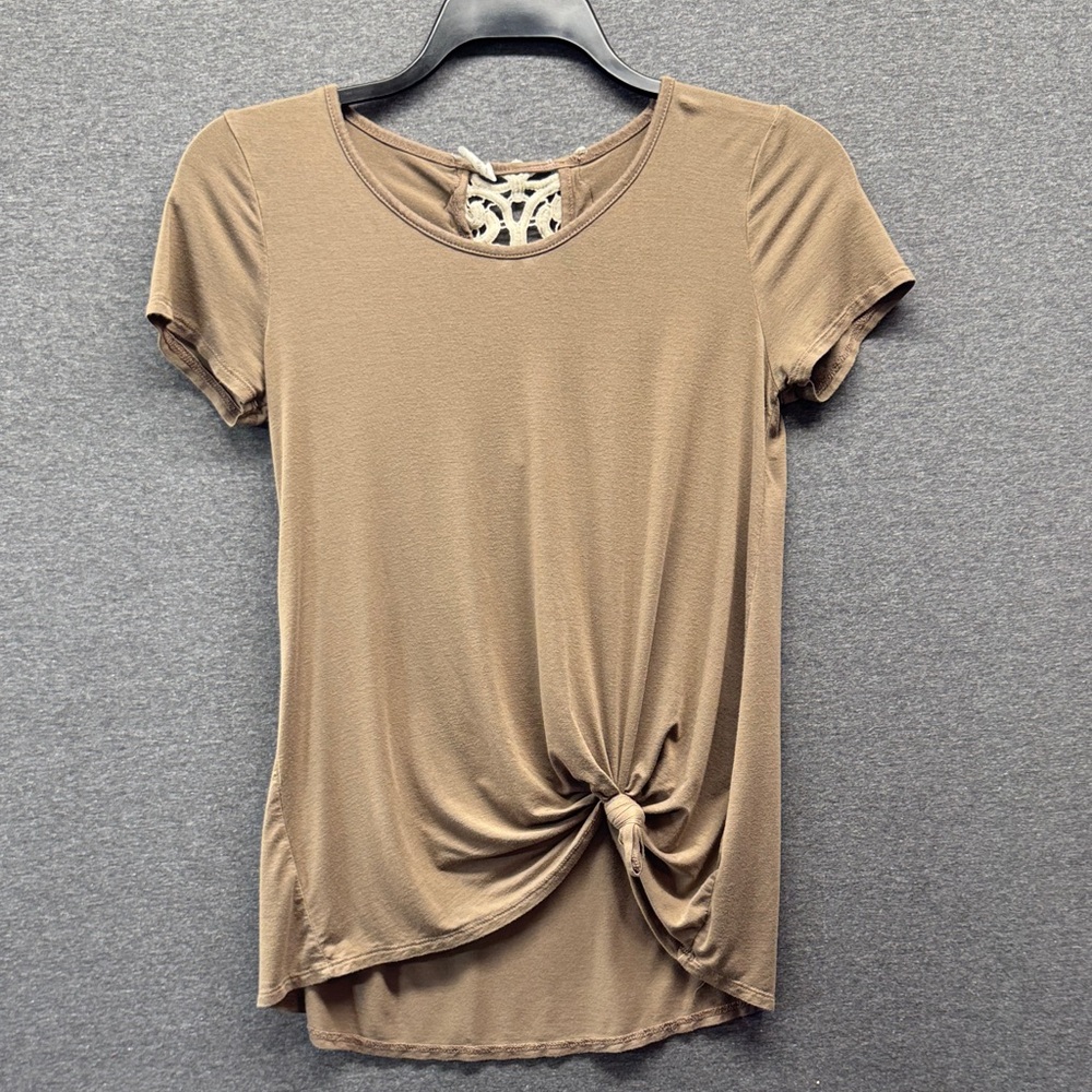 Chic Tan Short Sleeve Women's Top